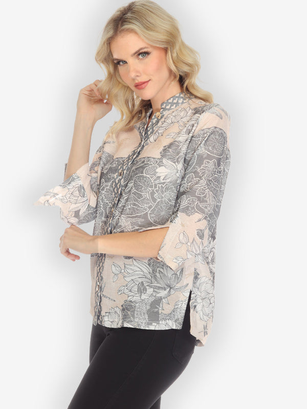 Dragonfly with Lotus Rayon Blouse