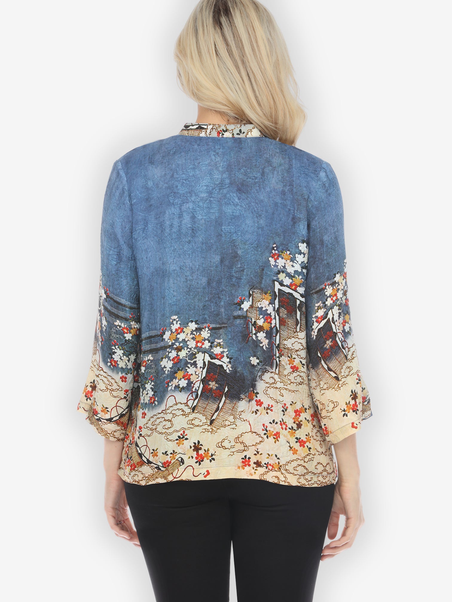 Jackets Edo Art Indigo Silk Blend Blouse