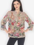 Embroidery Butterfly and Flower Citron Style Blouse