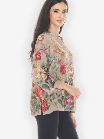 Citron Classic Blouse Embroidery Butterfly and Flower Citron Style Blouse