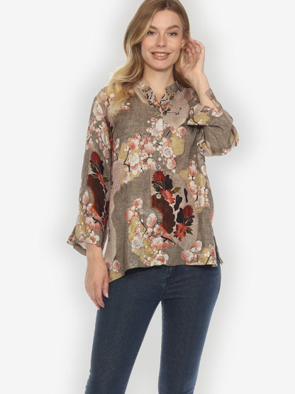 Jackets Fans Cherry Blossom Silk Blouse