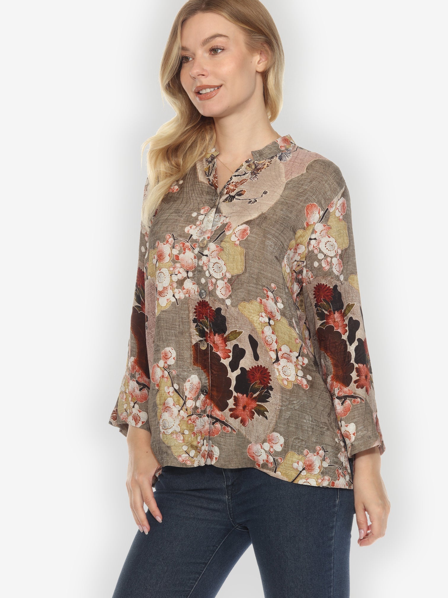 Jackets Fans Cherry Blossom Silk Blouse