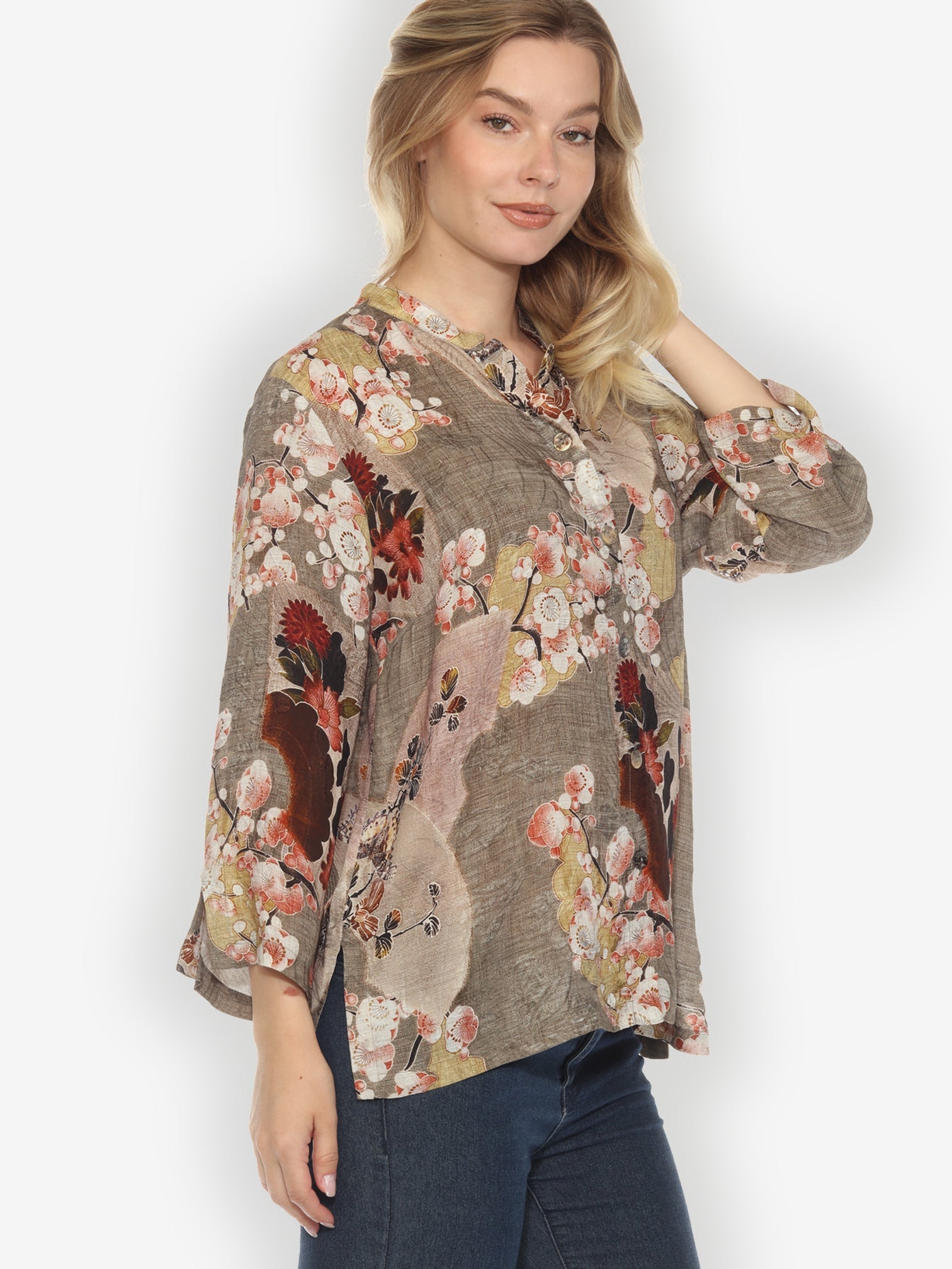 Jackets Fans Cherry Blossom Silk Blouse