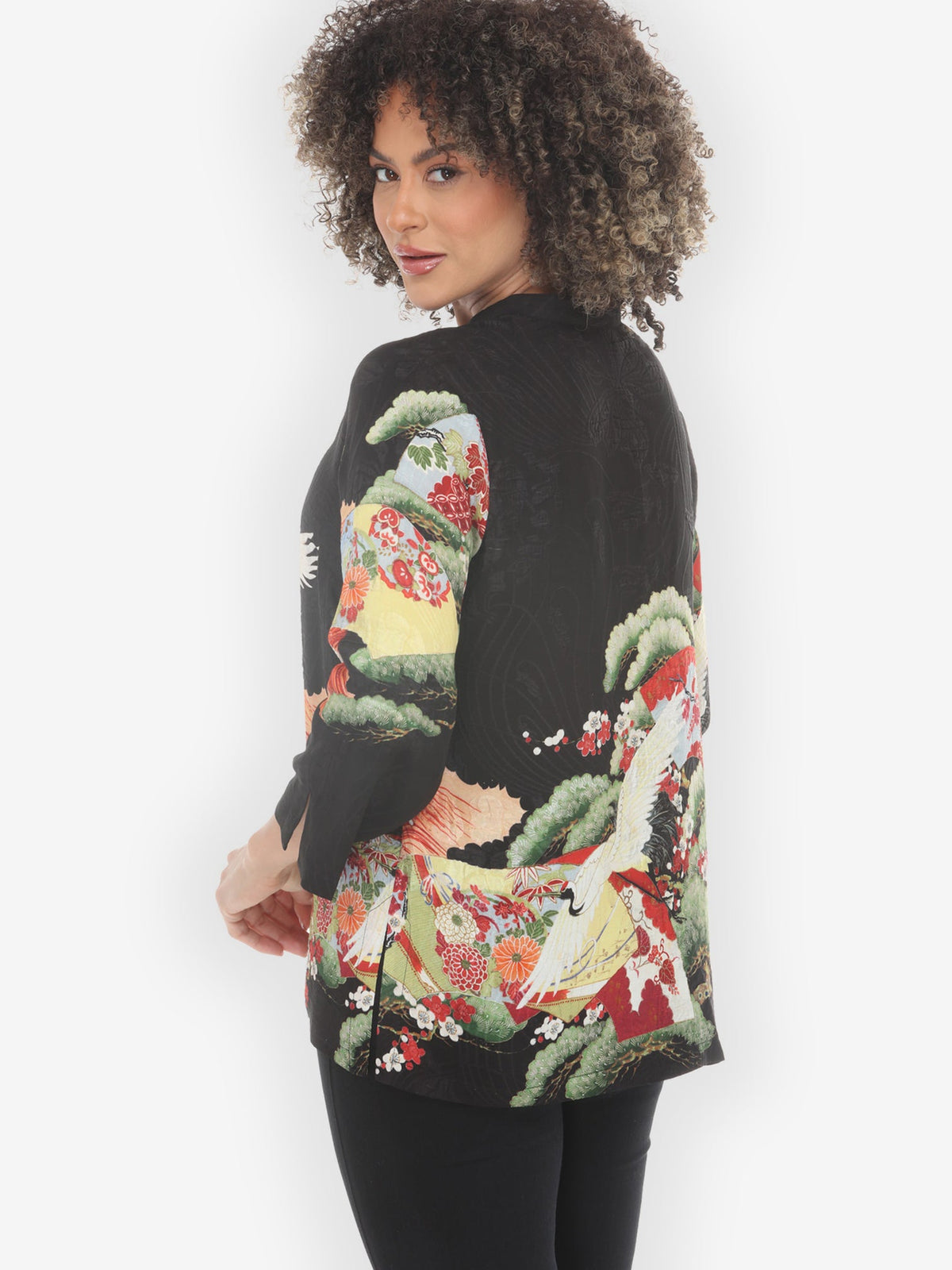 Fans Cranes Pines Silk Blouse
