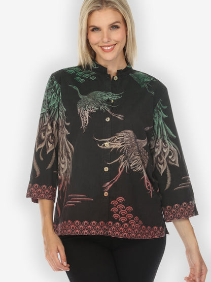 Jackets Flow Crane Silk Cotton Hand Dyed Blouse