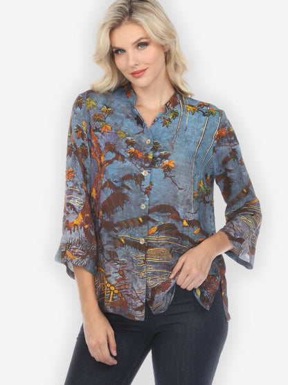 Jackets Flowers Over Water Silk Blend Blouse