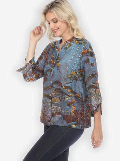 Jackets Flowers Over Water Silk Blend Blouse