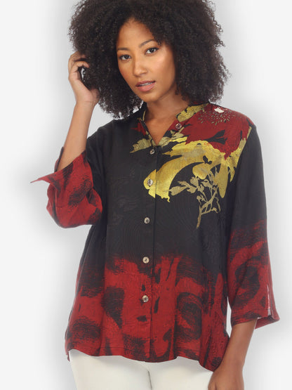 Jackets Flower Silk Magic Citron Style Blouse