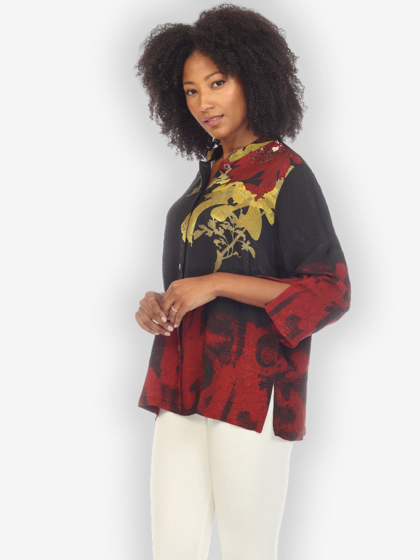Jackets Flower Silk Magic Citron Style Blouse
