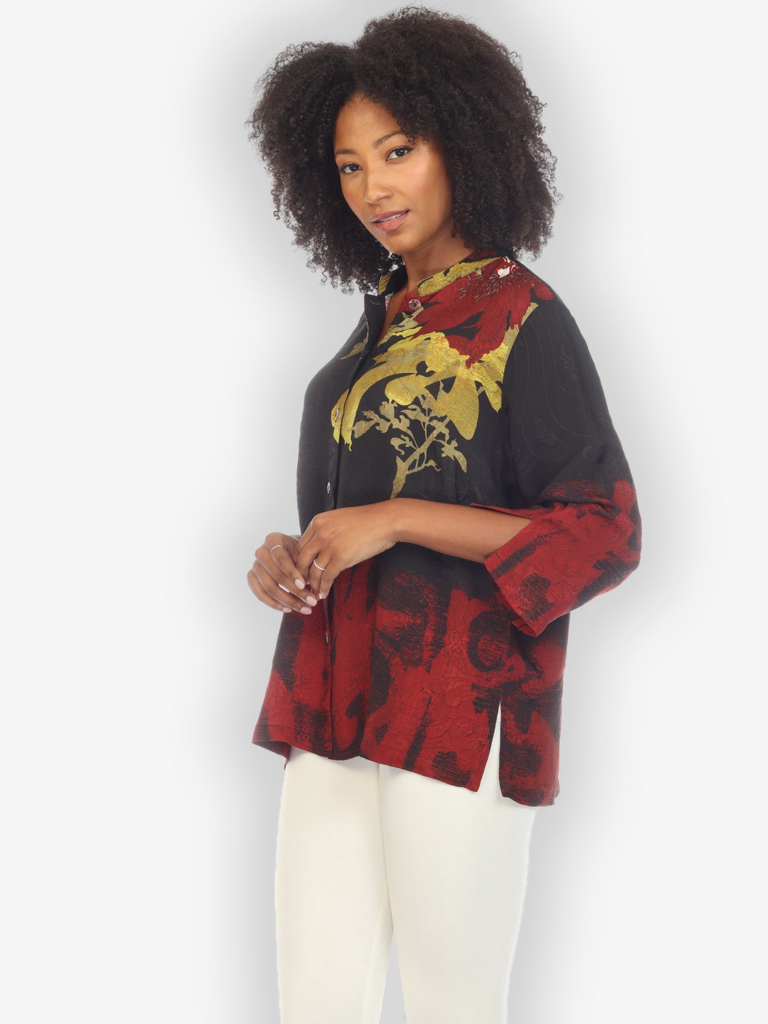 Jackets Flower Silk Magic Citron Style Blouse