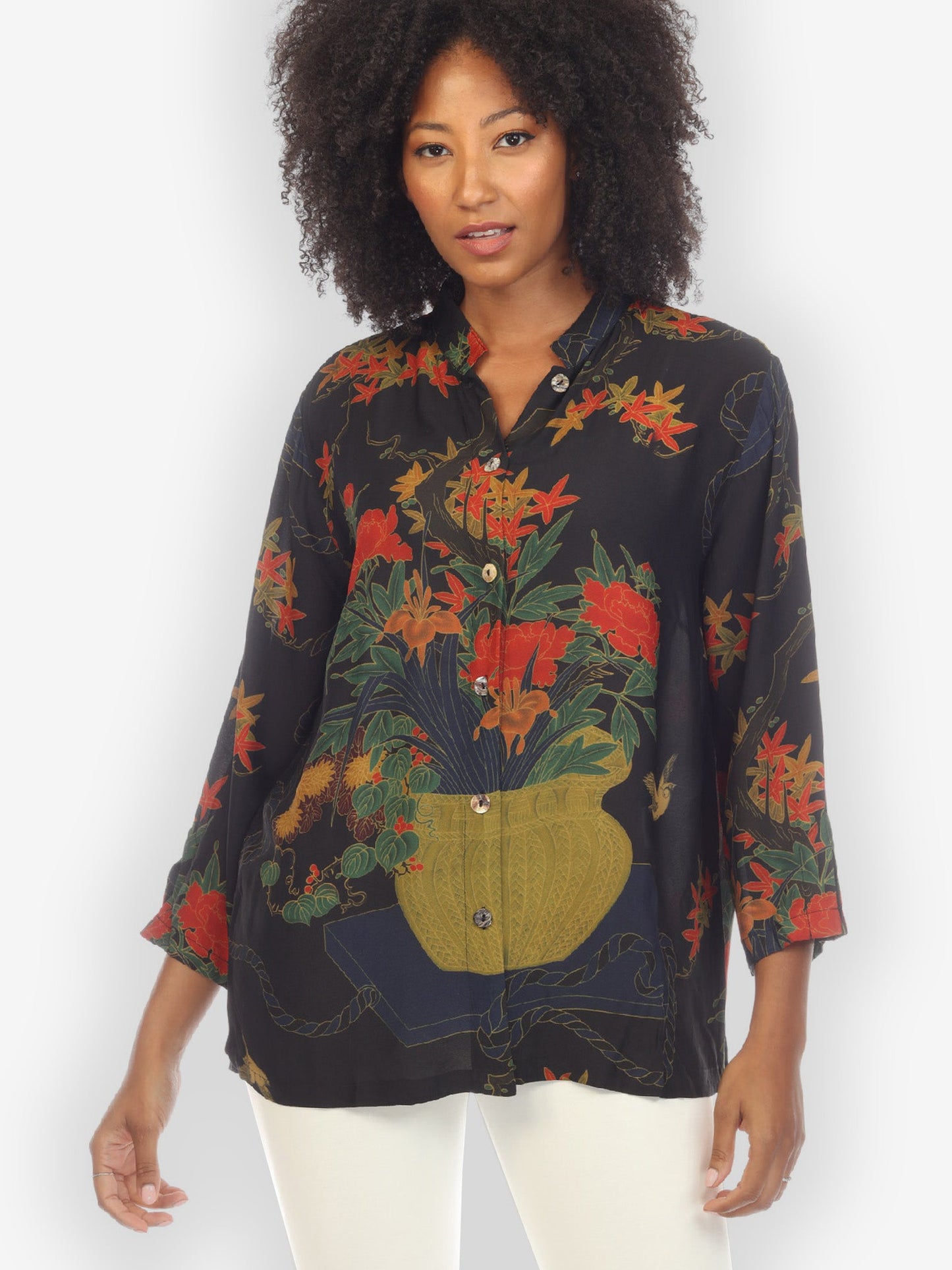 Jackets Floral Vase Rope Citron Style Blouse