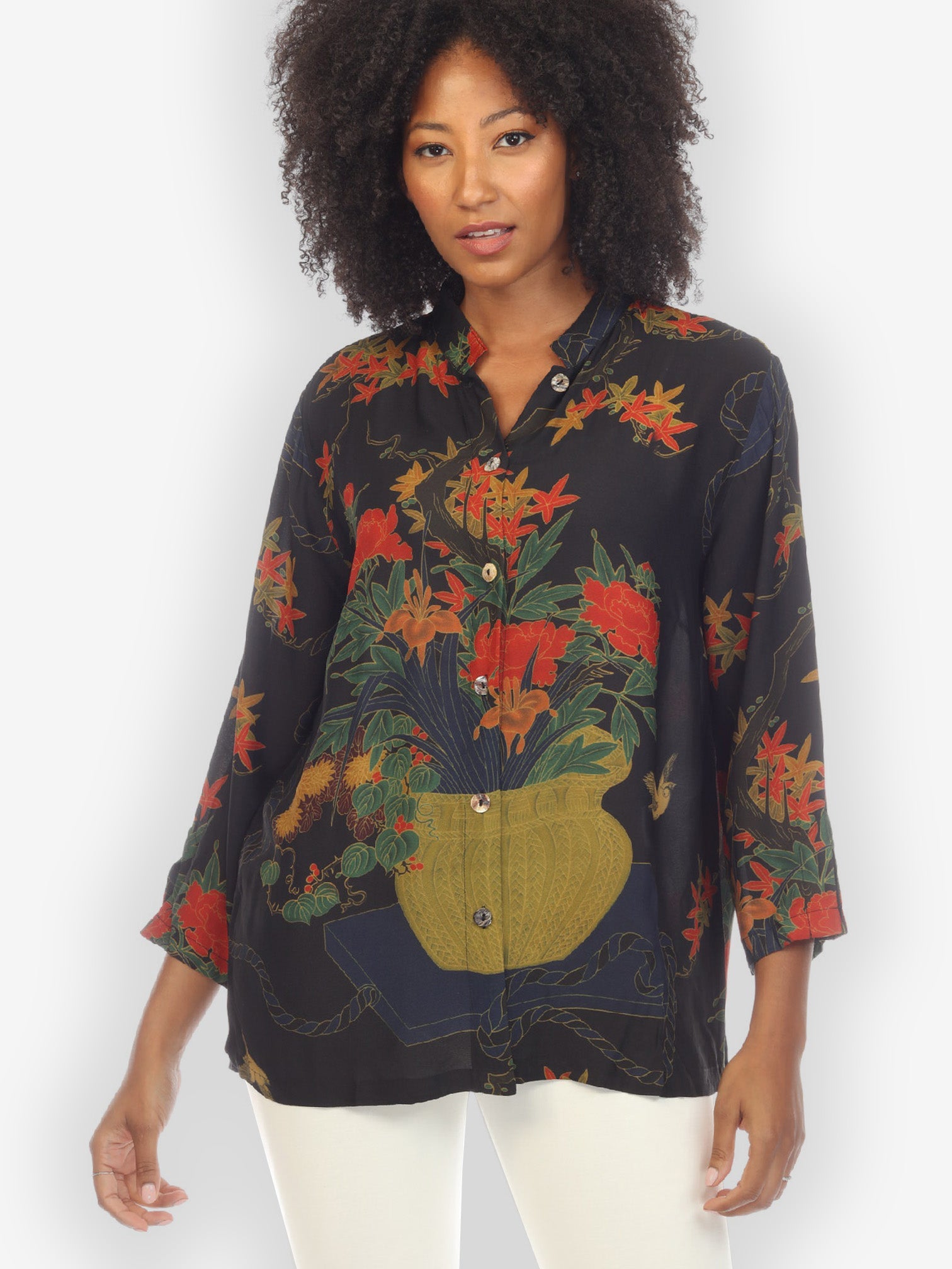 Jackets Floral Vase Rope Citron Style Blouse