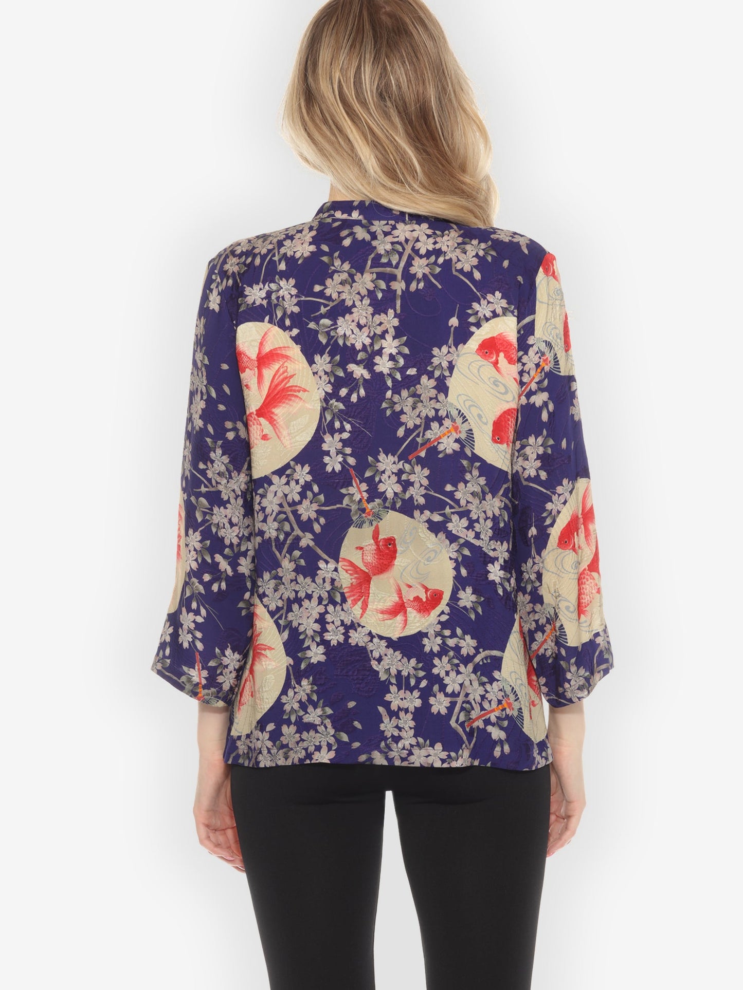 Citron Style Blouse Goldfish and Blossom Classic Silk Blouse