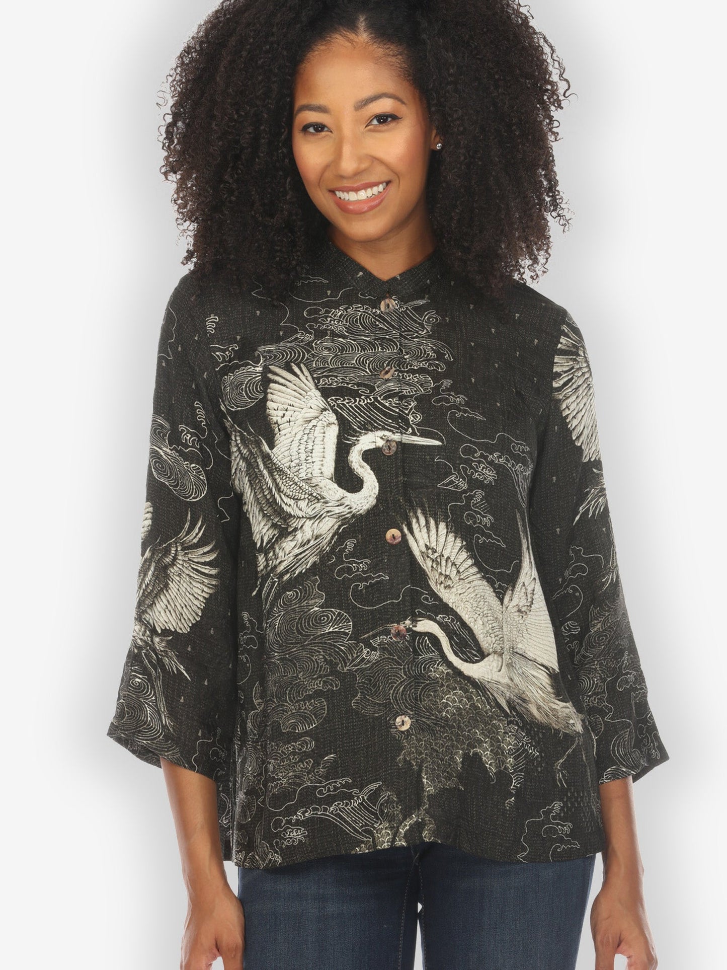 Jackets Galaxy Crane Silk Blend Blouse