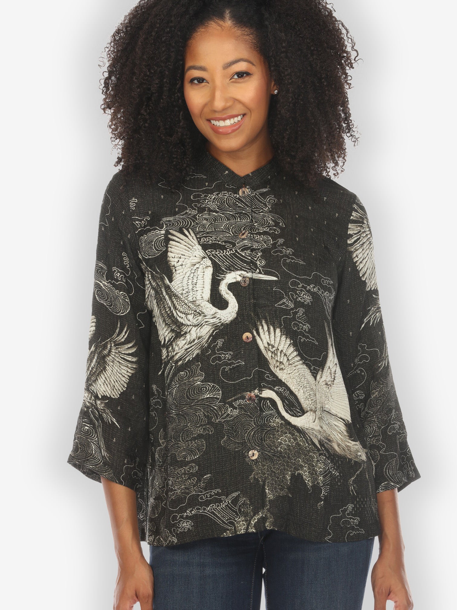 Jackets Galaxy Crane Silk Blend Blouse