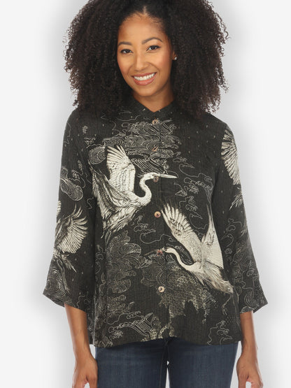 Jackets Galaxy Crane Silk Blend Blouse