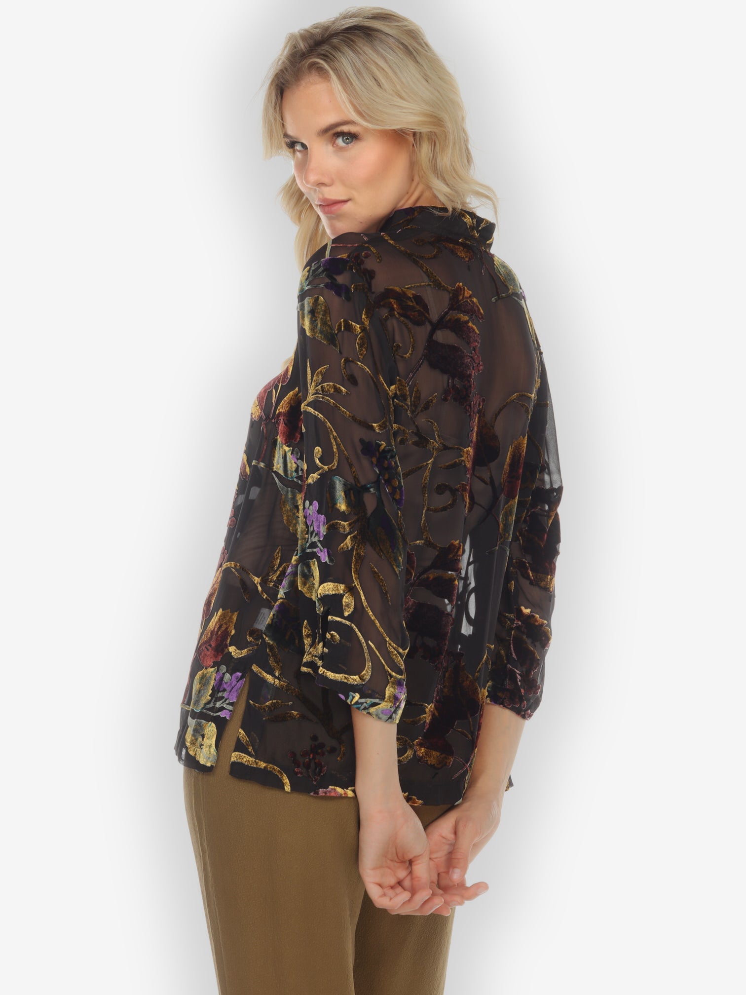 Jackets Gold Leaf and Flower Velvet Blouse