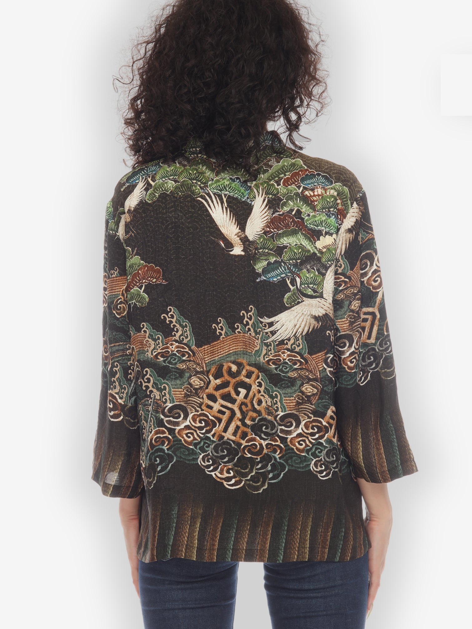 Jackets Geometric Waves Border Silk Blouse