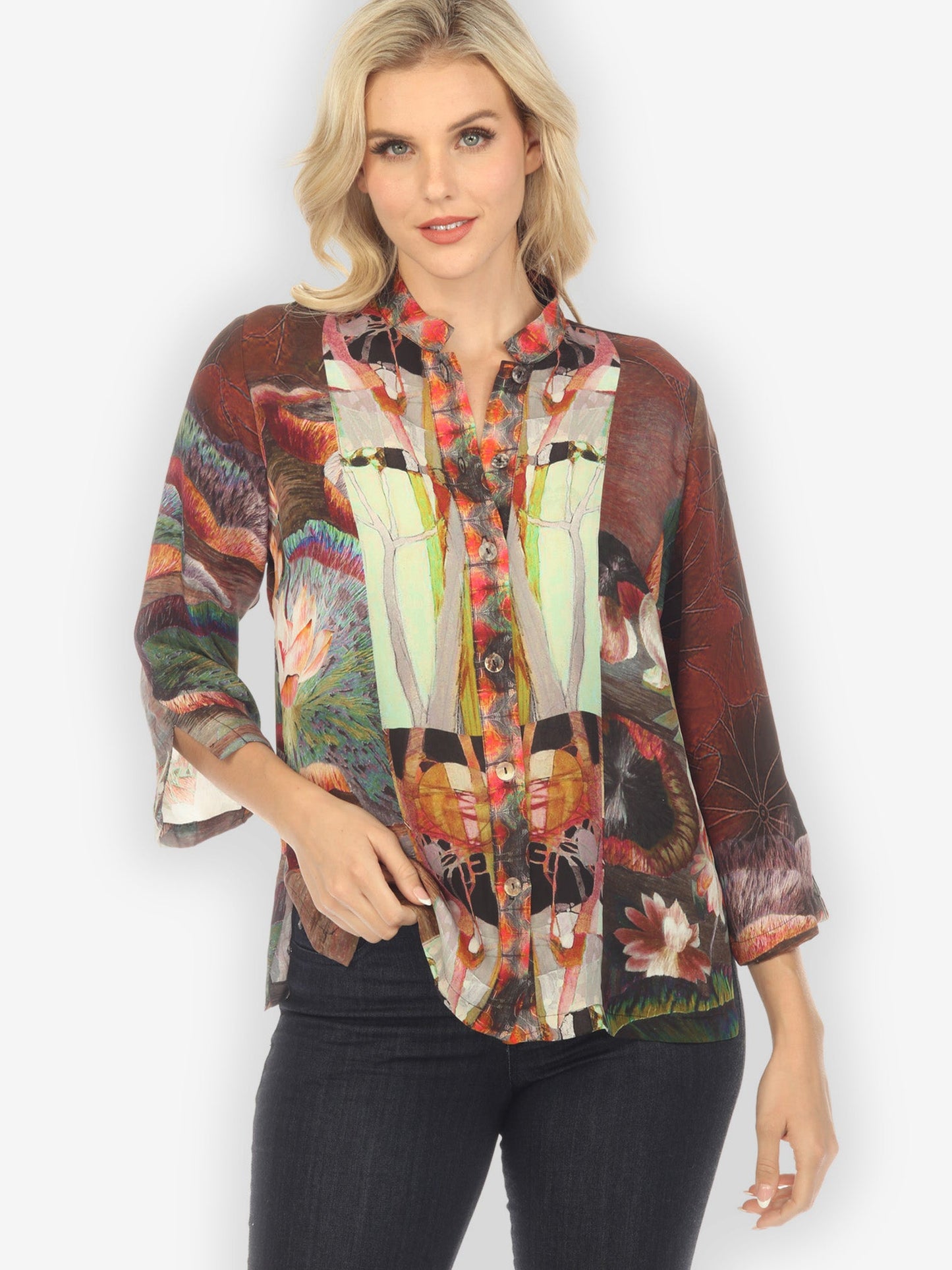 Jackets Giant Water Lily Silk Blouse