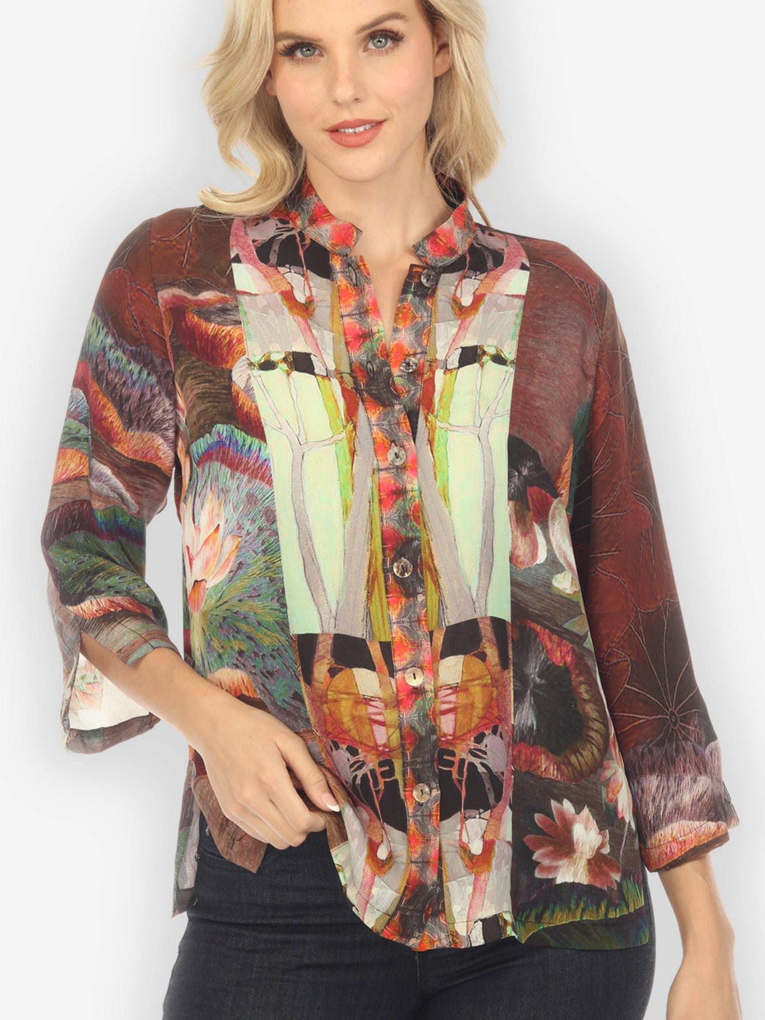 Jackets Giant Water Lily Silk Blouse
