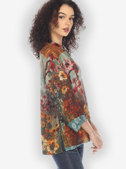Jackets Joy Blossom Border Silk Blouse
