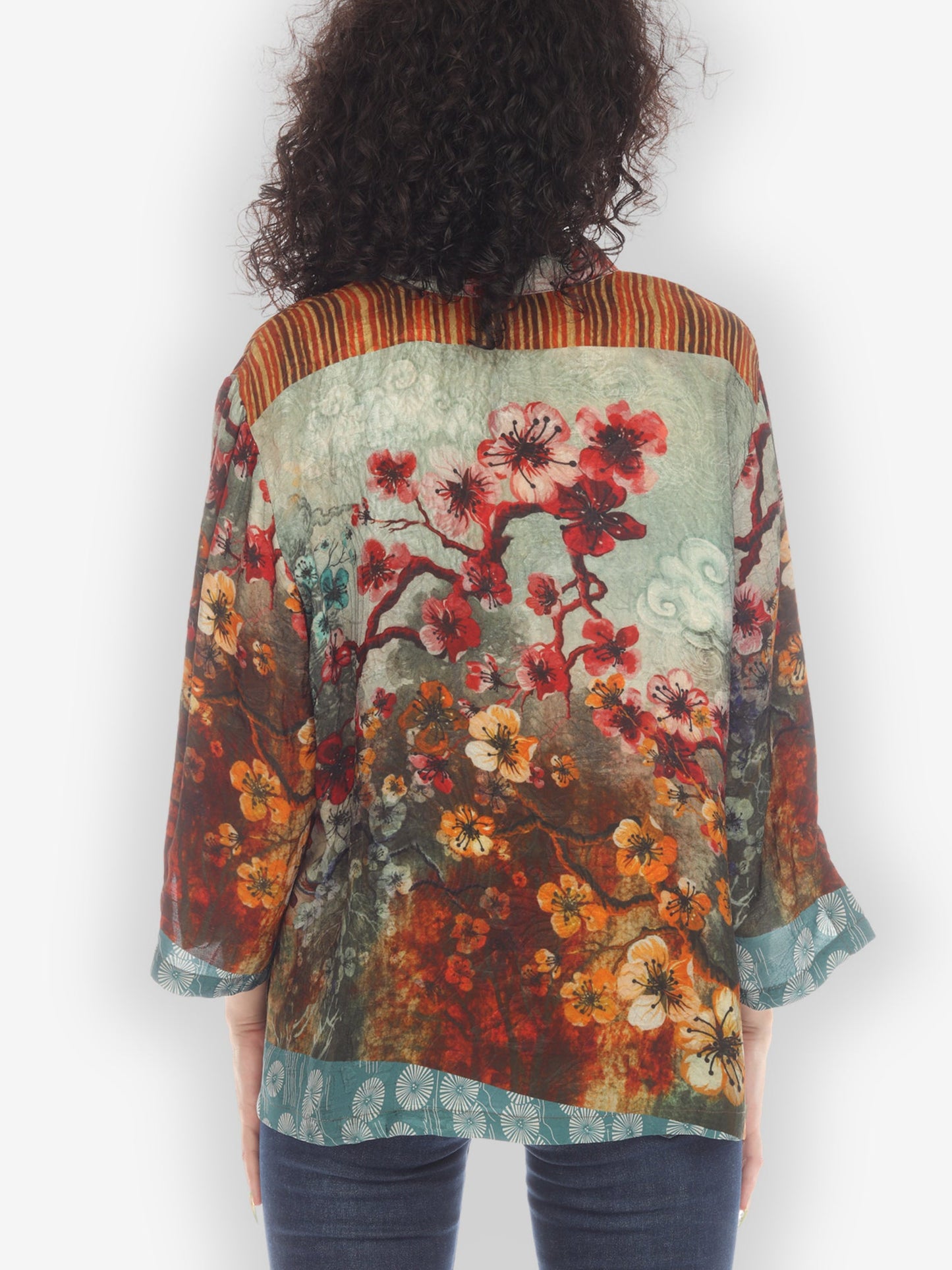 Jackets Joy Blossom Border Silk Blouse