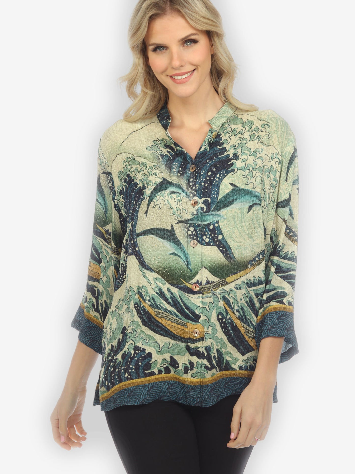 Jackets Japanese Wave Silk Blouse