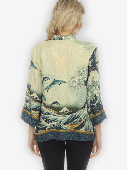 Jackets Japanese Wave Silk Blouse