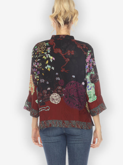 Jackets Landscape Mono Tree Fall Silk Blouse