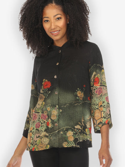 Jackets Magic Organic Beauty in Black Silk Blouse