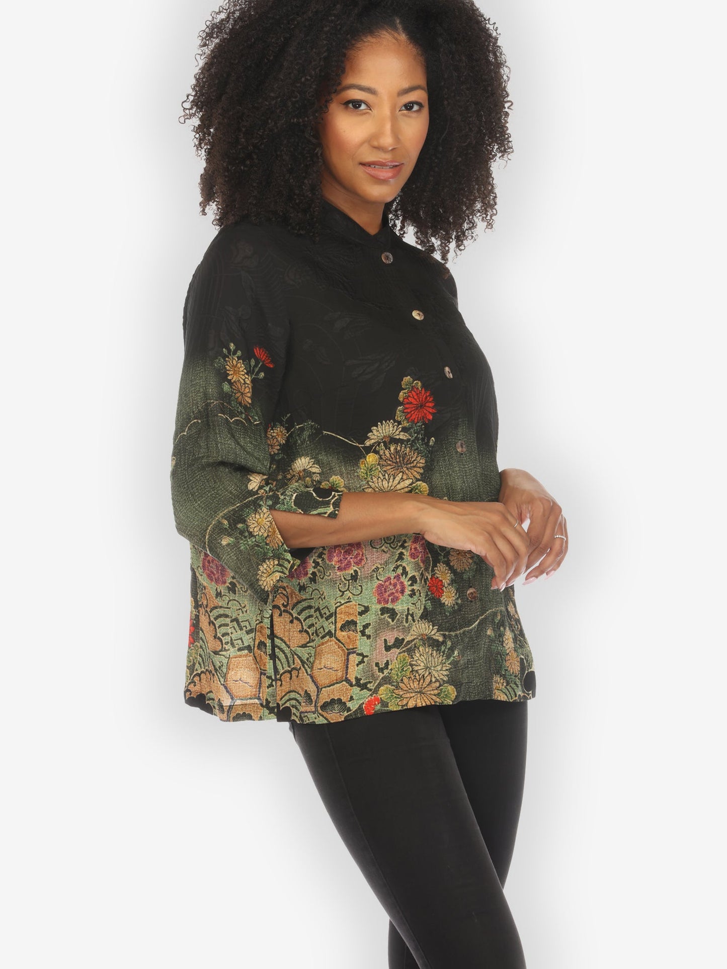 Jackets Magic Organic Beauty in Black Silk Blouse