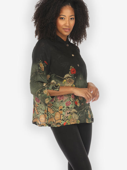 Jackets Magic Organic Beauty in Black Silk Blouse