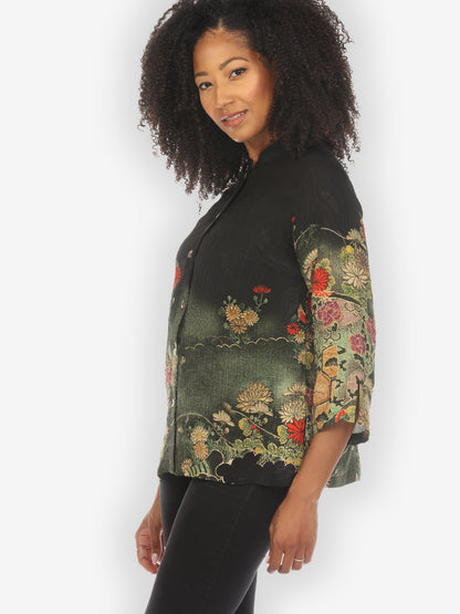 Jackets Magic Organic Beauty in Black Silk Blouse