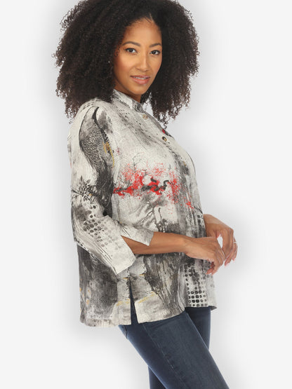 Jackets Monotone Peacock Silk Blouse