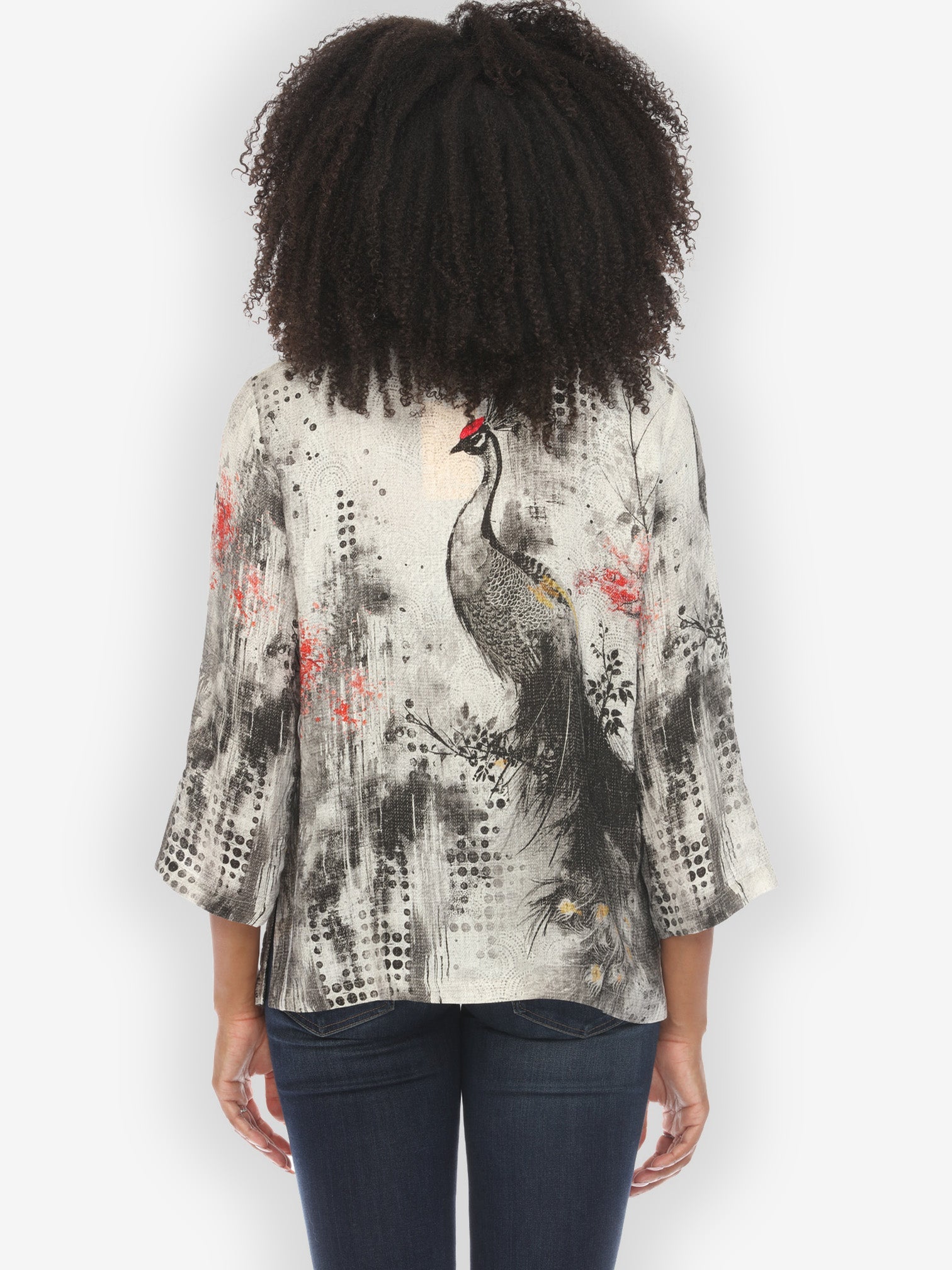 Jackets Monotone Peacock Silk Blouse