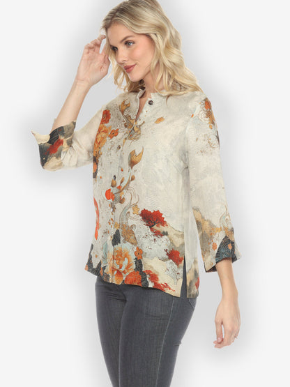 Jackets Noble Koi Fish in Cream Silk Blouse