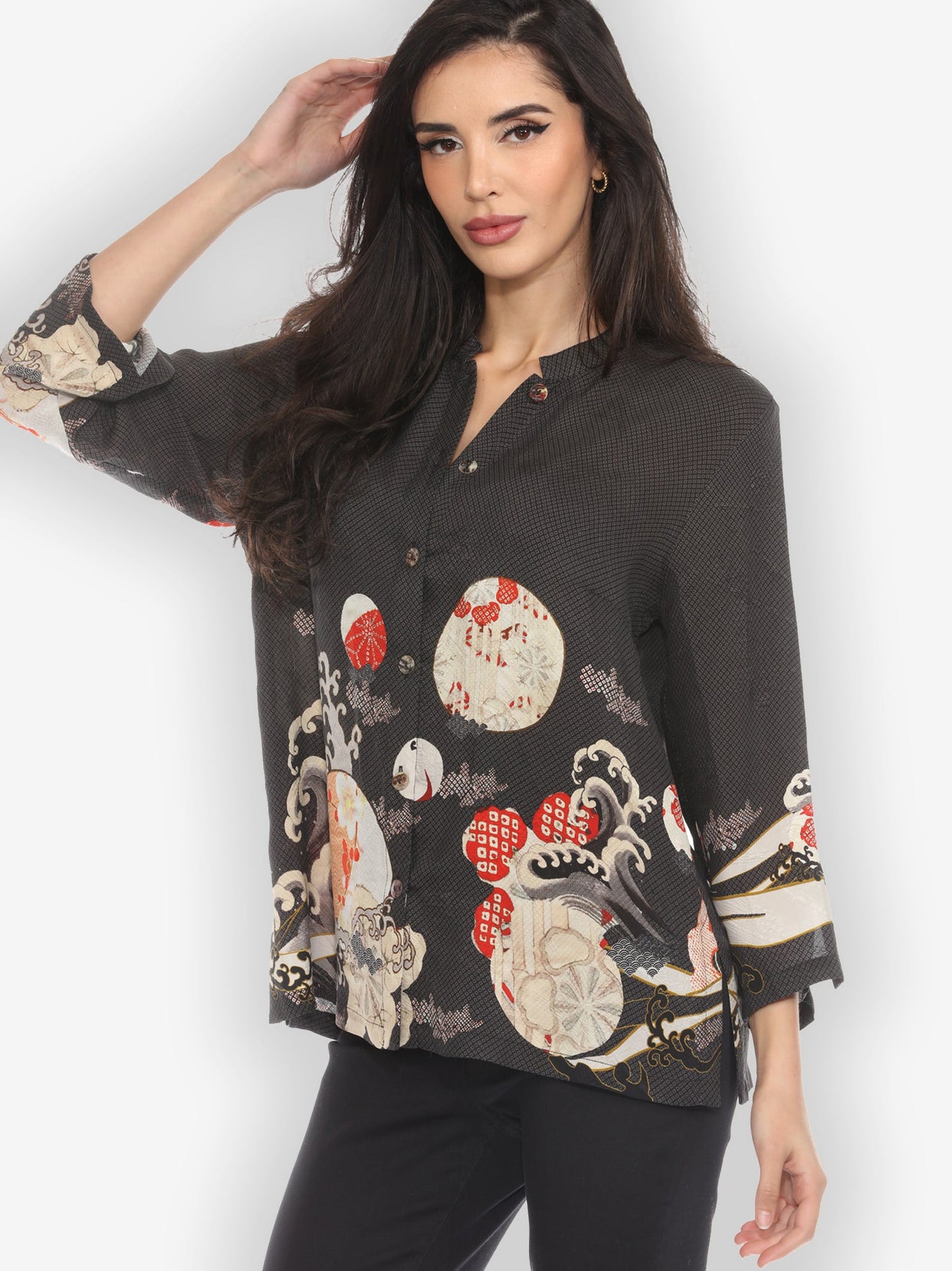 Jackets Ocean Wave Royal Silk Blouse
