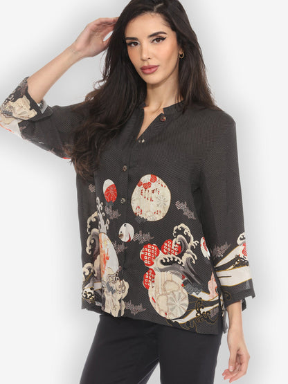 Jackets Ocean Wave Royal Silk Blouse