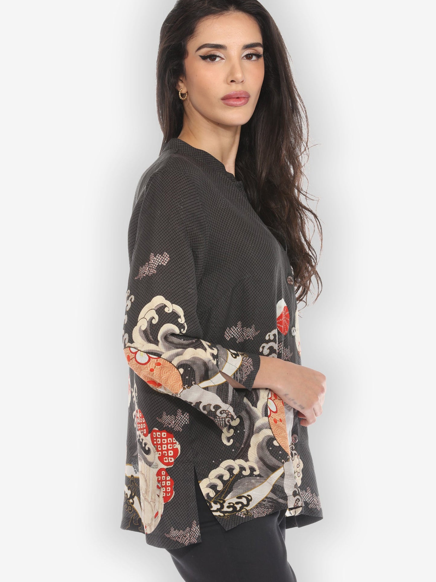 Jackets Ocean Wave Royal Silk Blouse