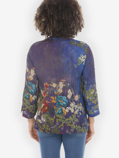 Peony and Blooming Cherry Silk Blouse