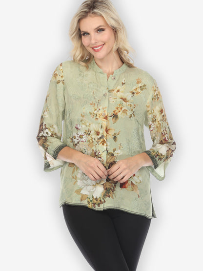 Jackets Peony Mint Green Silk Blend Blouse