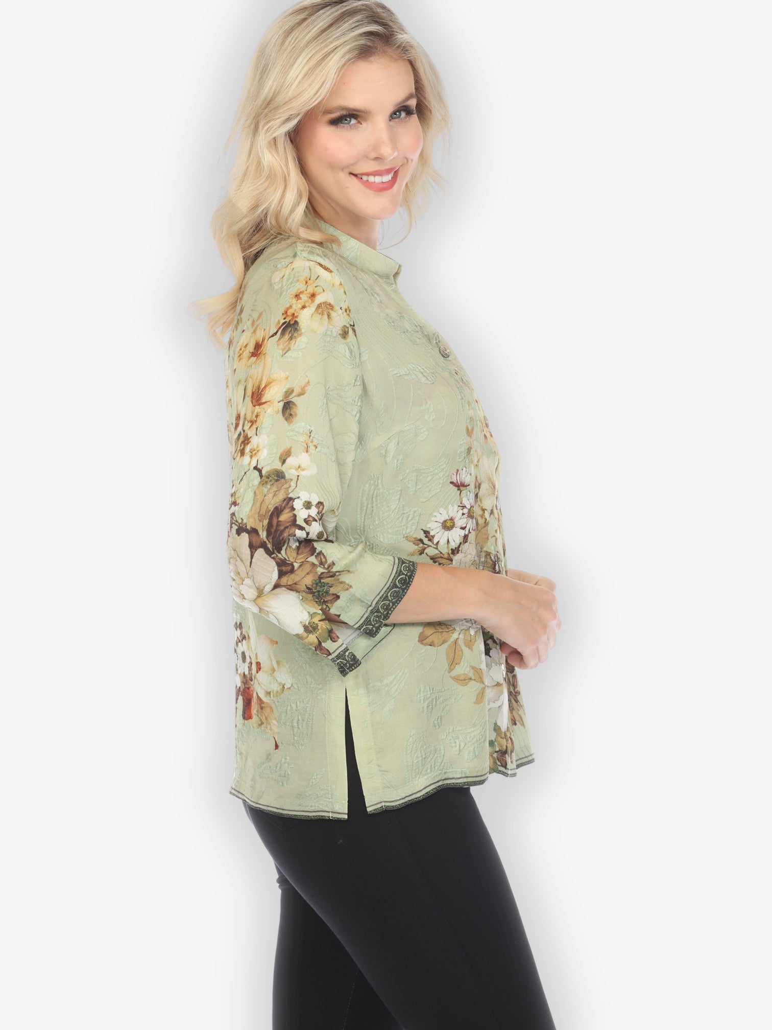 Jackets Peony Mint Green Silk Blend Blouse