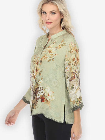 Jackets Peony Mint Green Silk Blend Blouse