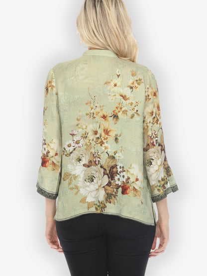 Jackets Peony Mint Green Silk Blend Blouse