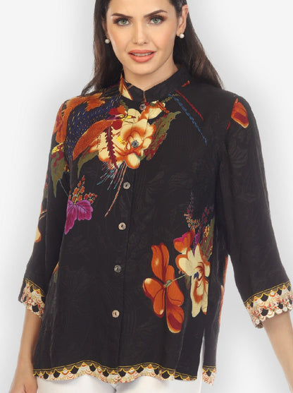 Jackets Phoenix on Flowers Silk Blend Blouse
