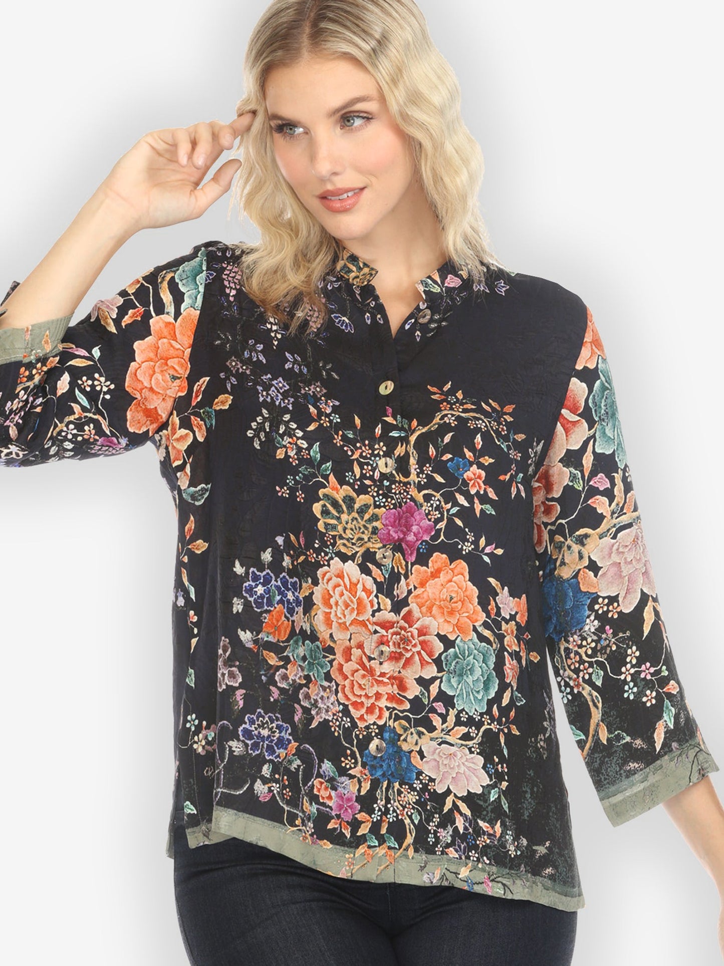 Jackets Queenly Radiant Charm in Coral Silk Blouse