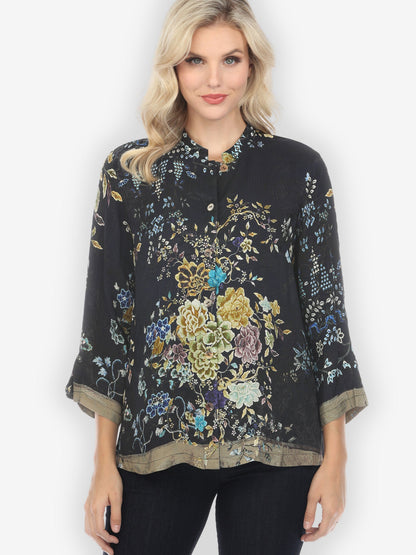 Citron Style Blouse Queenly Radiant Charm in Vintage Silk Blend Blouse