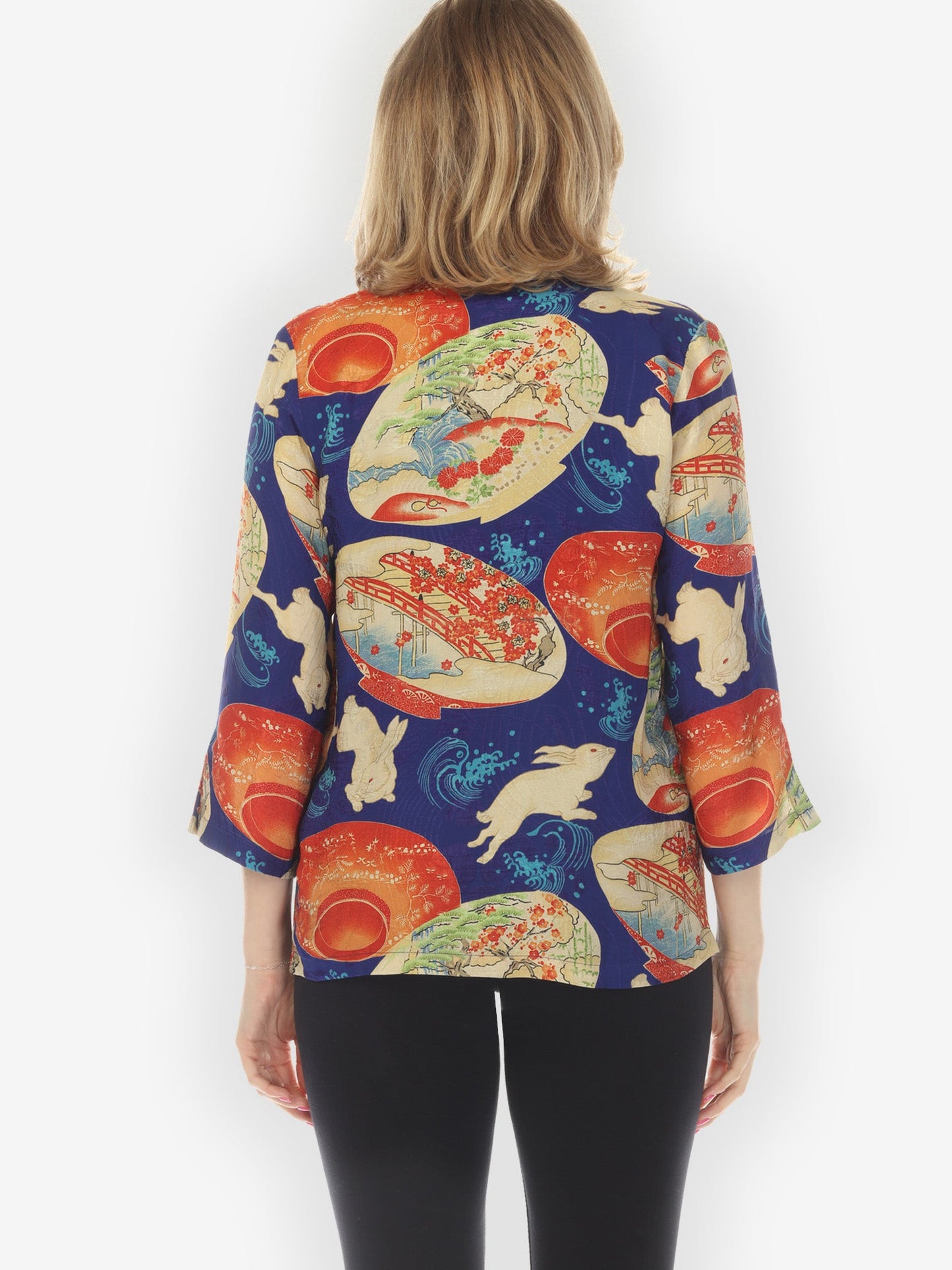 Tummy Tuck Shirt Rabbit and Lantern in Navy Blouse