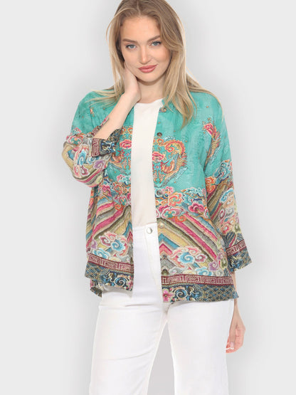 Citron Style Blouse Royal Embroidery Robe Silk Blouse