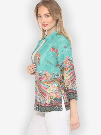Citron Style Blouse Royal Embroidery Robe Silk Blouse